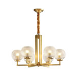 Ribbed Glass Brass Chandelier - Image 14