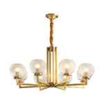 Ribbed Glass Brass Chandelier - Image 15