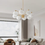Ribbed Glass Gold Chandelier - Image 7