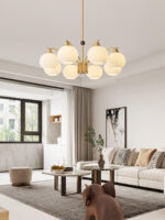 Ribbed Glass Gold Chandelier - Image 15