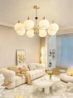 Ribbed Glass Gold Chandelier - Image 17