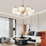 Ribbed Glass Gold Chandelier - Image 18