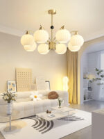 Ribbed Glass Gold Chandelier - Image 9