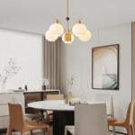 Ribbed Glass Gold Chandelier - Image 4