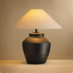 Rustic Black Ceramic Table Lamp - Image 7