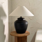 Rustic Black Ceramic Table Lamp - Image 8