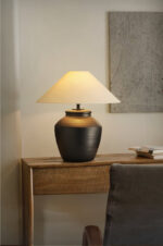 Rustic Black Ceramic Table Lamp - Image 9