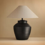 Rustic Black Ceramic Table Lamp - Image 10
