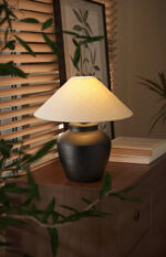 Rustic Black Ceramic Table Lamp - Image 12