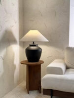 Rustic Black Ceramic Table Lamp - Image 14