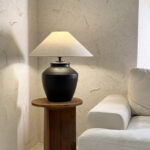 Rustic Black Ceramic Table Lamp - Image 4