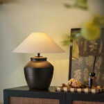 Rustic Black Ceramic Table Lamp - Image 5
