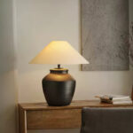 Rustic Black Ceramic Table Lamp - Image 6