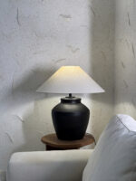 Rustic Black Ceramic Table Lamp - Image 16