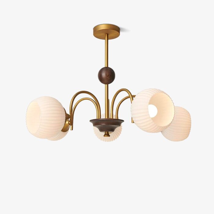 Sculptural Glass Ribbed Chandelier - Image 1