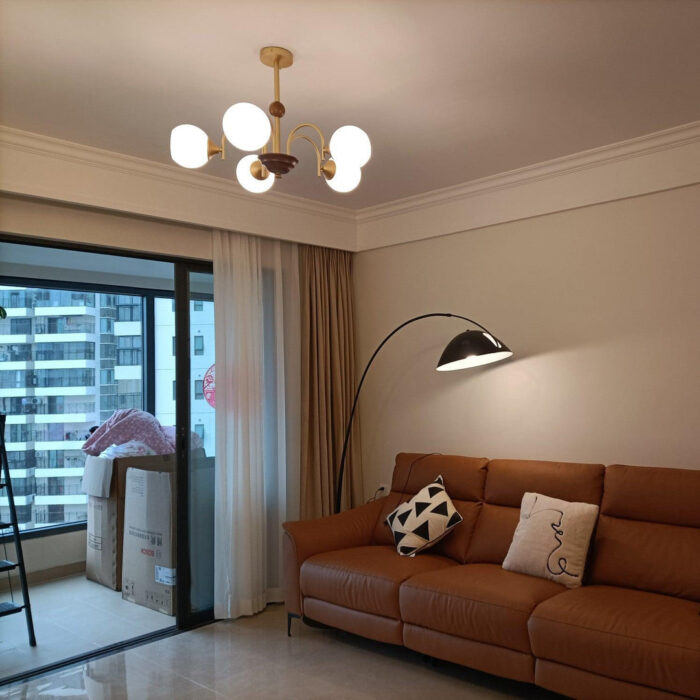 Sculptural Glass Ribbed Chandelier - Image 6