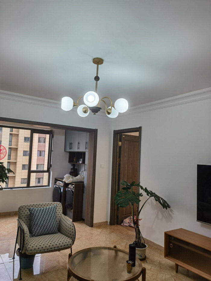 Sculptural Glass Ribbed Chandelier - Image 20