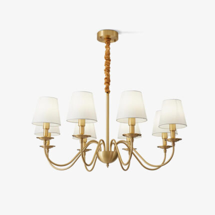 Tapered Fabric Brass Chandelier