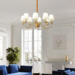 Tapered Fabric Brass Chandelier - Image 2