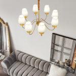 Tapered Fabric Brass Chandelier - Image 5