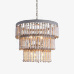 Three Tiered Wood Beaded Chandelier - Image 17
