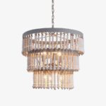 Three Tiered Wood Beaded Chandelier - Image 5