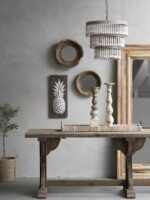 Three Tiered Wood Beaded Chandelier - Image 11