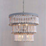 Three Tiered Wood Beaded Chandelier - Image 20