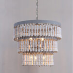 Three Tiered Wood Beaded Chandelier - Image 8