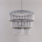Three Tiered Wood Beaded Chandelier - Image 9
