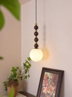 Vertical Walnut Balls Pendant Lamp - Image 15