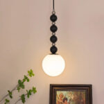 Vertical Walnut Balls Pendant Lamp - Image 4