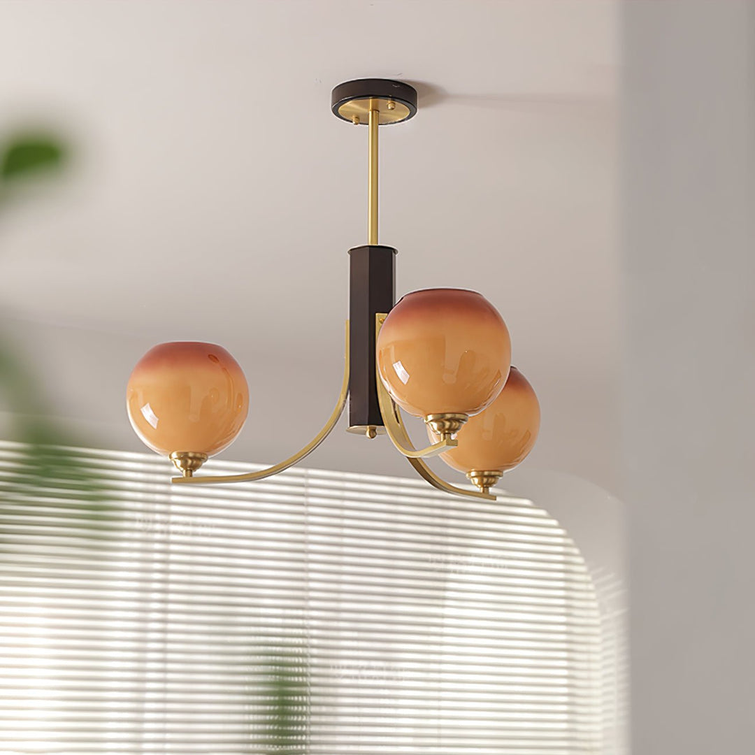Vintage Caramel Globe Chandelier - Image 3