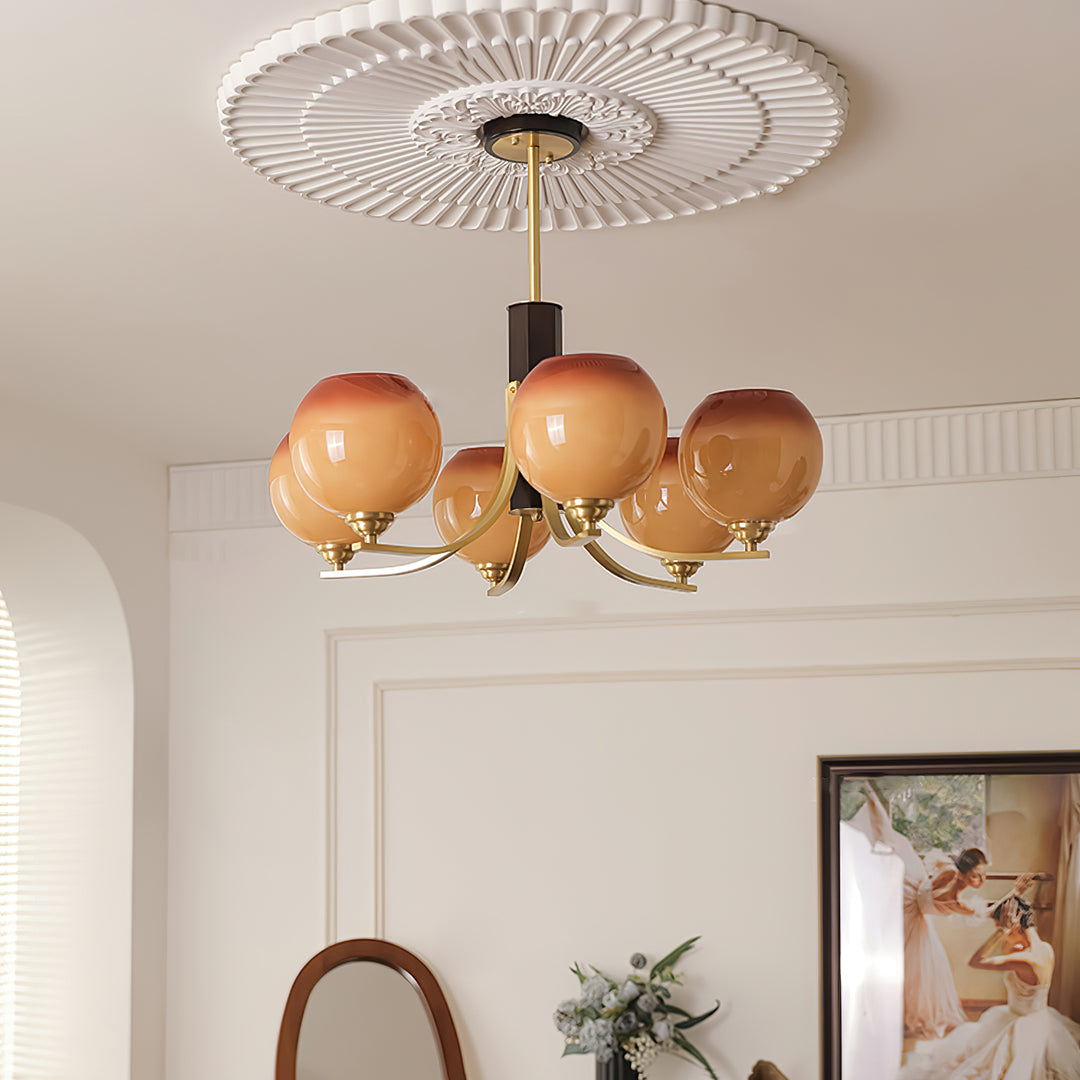 Vintage Caramel Globe Chandelier - Image 15
