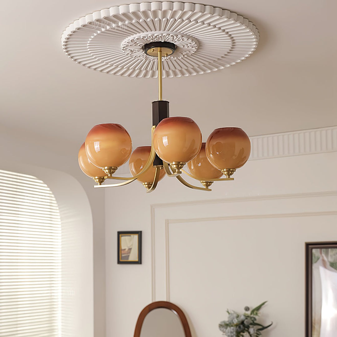 Vintage Caramel Globe Chandelier - Image 5