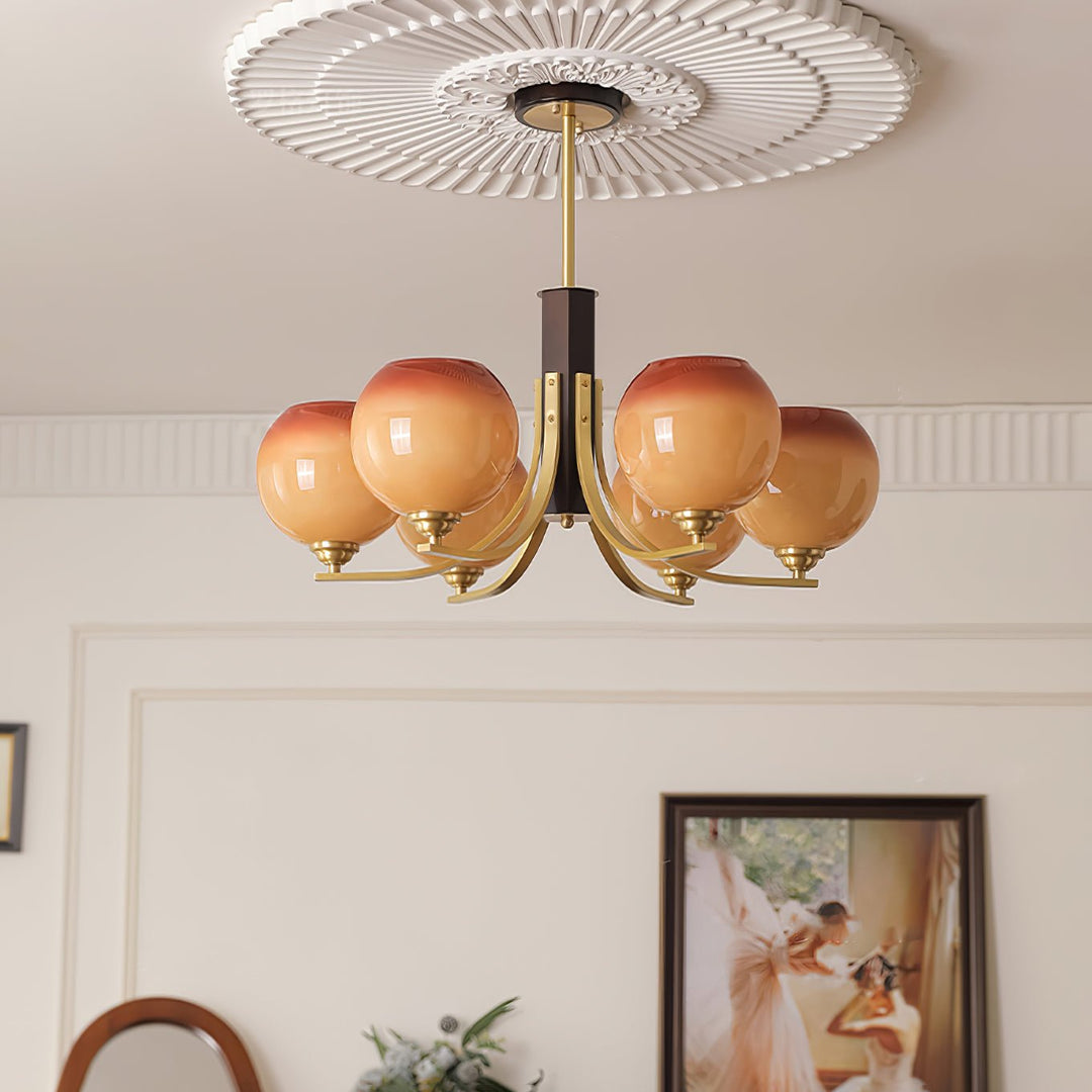 Vintage Caramel Globe Chandelier - Image 6