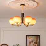 Vintage Caramel Globe Chandelier - Image 2