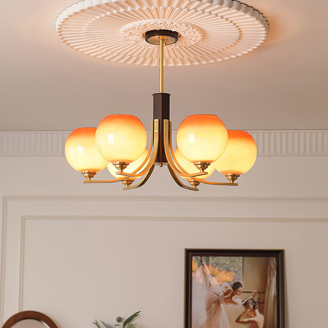 Vintage Caramel Globe Chandelier - Image 2