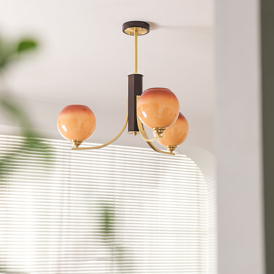 Vintage Caramel Globe Chandelier - Image 9