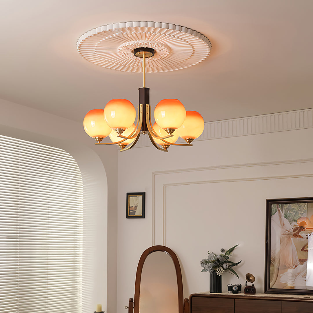 Vintage Caramel Globe Chandelier - Image 13