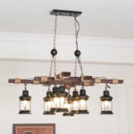 Vintage Wood Glass Chandeliers - Image 12