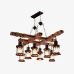 Vintage Wood Glass Chandeliers - Image 16