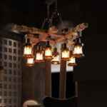Vintage Wood Glass Chandeliers - Image 13