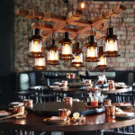 Vintage Wood Glass Chandeliers - Image 15