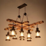 Vintage Wood Glass Chandeliers - Image 20