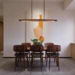 Walnut Arc Linear Pendant Lamp - Image 4