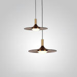 Walnut Wood Dish Pendant Light - Image 9