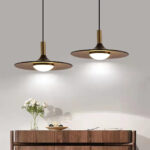 Walnut Wood Dish Pendant Light - Image 4