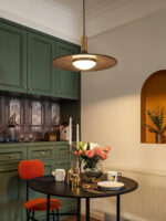 Walnut Wood Dish Pendant Light - Image 15