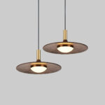 Walnut Wood Dish Pendant Light - Image 17